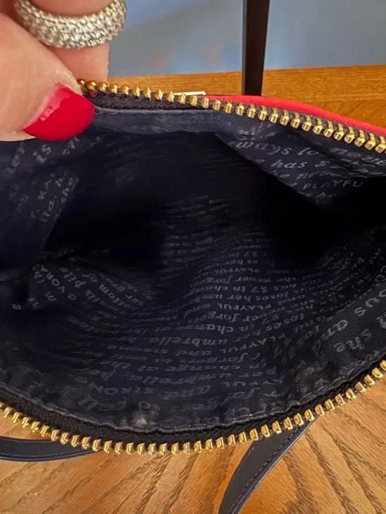 kate spade Pink and Navy Striped Crossbody Bag RARE with Storybook  lining! - Picture 8 of 8